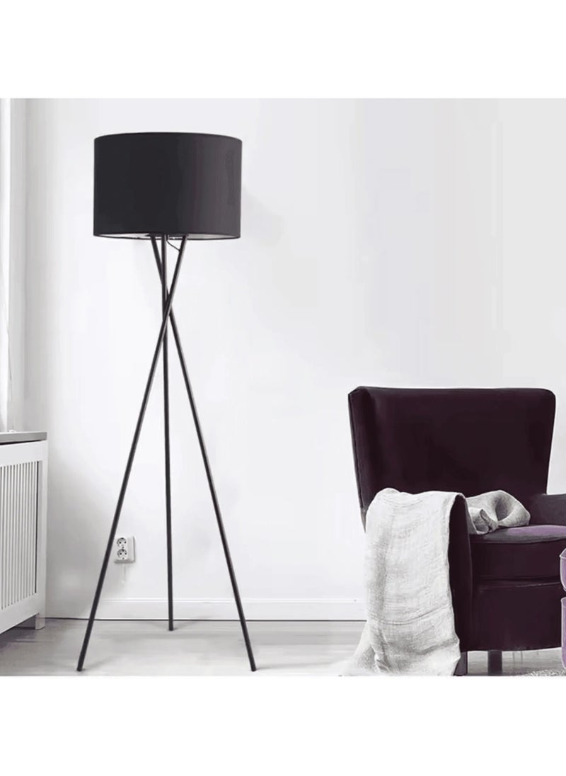 Modern Metal Floor Lamp With Subtle Crossed Legs Design And Fabric Shade Sleek Home Lighting For Living Room, Bedroom