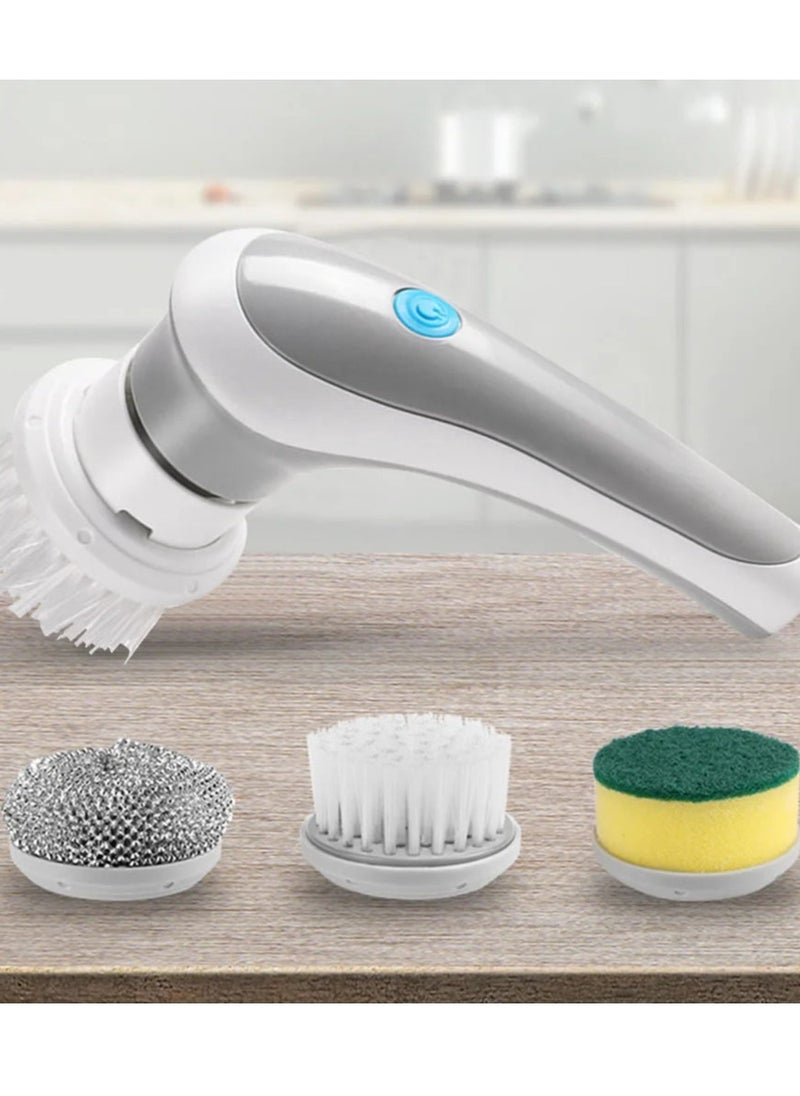 Cordless Electric Cleaning Brush | Portable Spin Scrubber with 5 Replaceable Brush Heads | Multi-Surface Cleaner for Kitchen, Bathroom, Tile, Wall, Window, and Car | 360° Rotating Rechargeable Scrubber