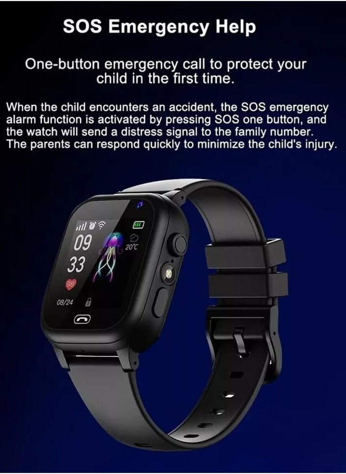 Smartberry C005 Kids Smart Watch Video Call SIM Card Flashlight Sos GPS Smartwatch Kids Camera Smart Watch for Children-Blue