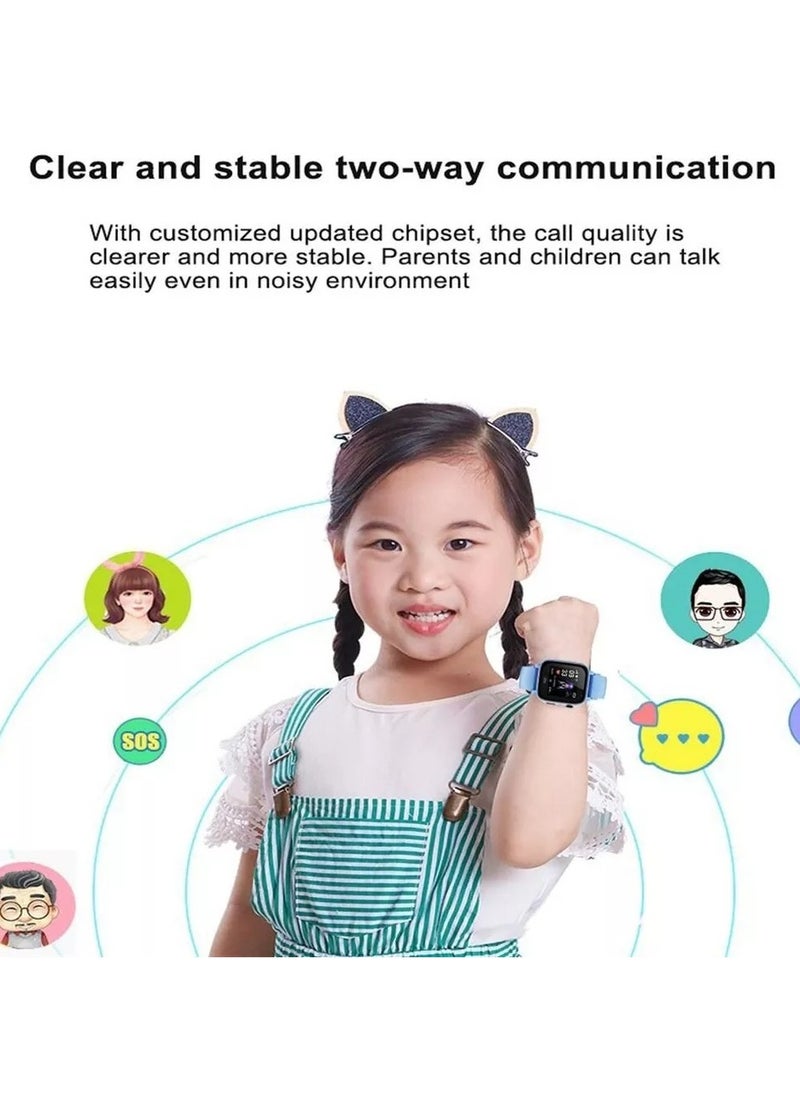 Smartberry C005 Kids Smart Watch Video Call SIM Card Flashlight Sos GPS Smartwatch Kids Camera Smart Watch for Children-Blue