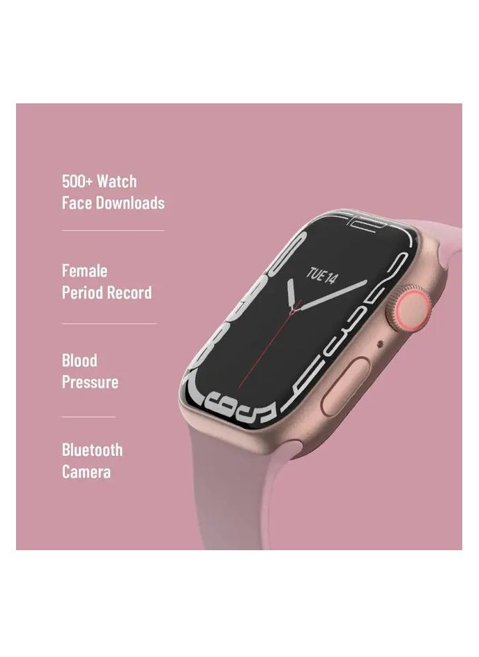 Smart Watch 8+ With 250mAh 2-3 Days Battery Capacity, 2 Inch Wide Display Screen, IP68 Water Resistant, 7-10 Days Standby, BT 5.0, Magnetic Charger, Compatible with Android and iOS Devices, Rose Gold