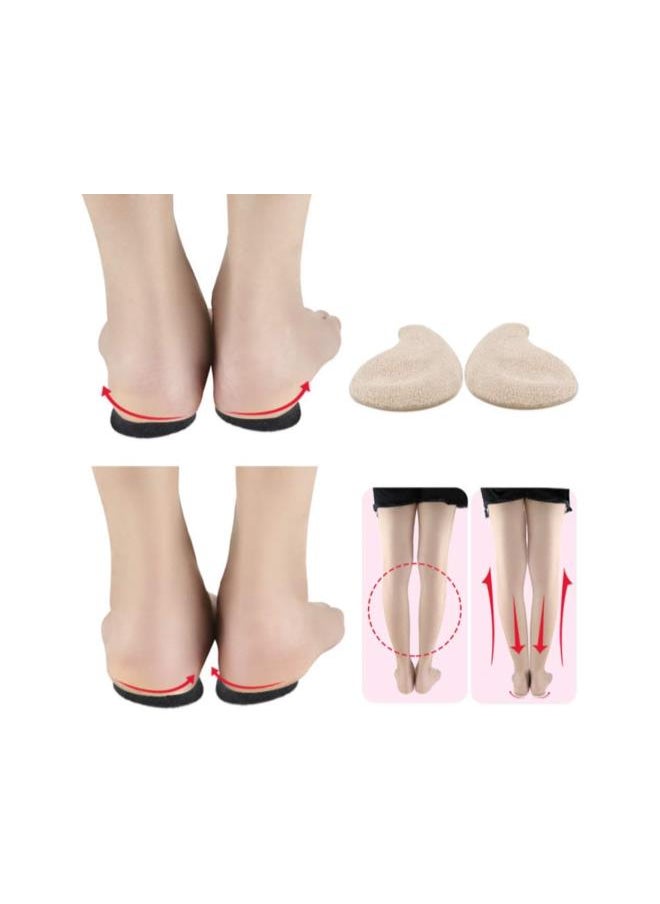 2 Pairs Corrective Shoe Inserts Lateral Heel Wedge Insoles for Foot Alignment Knee Pain Bow Legs Osteoarthritis (Apricot)