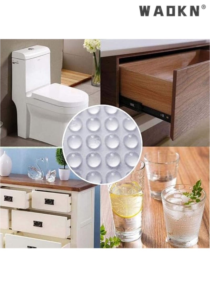 Adhesive Bumper Pads, Clear Rubber Feet Adhesive Bumper Pads Self Stick Bumpers Sound Dampening Door Bumpers Cabinet Buffer Pads for Drawers Table Laptop Cutting Boards, 100 Pcs