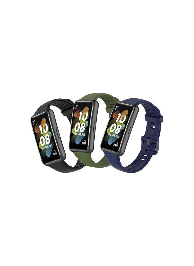 3PCS Straps Compatible with Huawei Band 7 Replacement Strap Waterproof Sports Silicone Straps Compatible with Huawei Band 7 Smartwatch