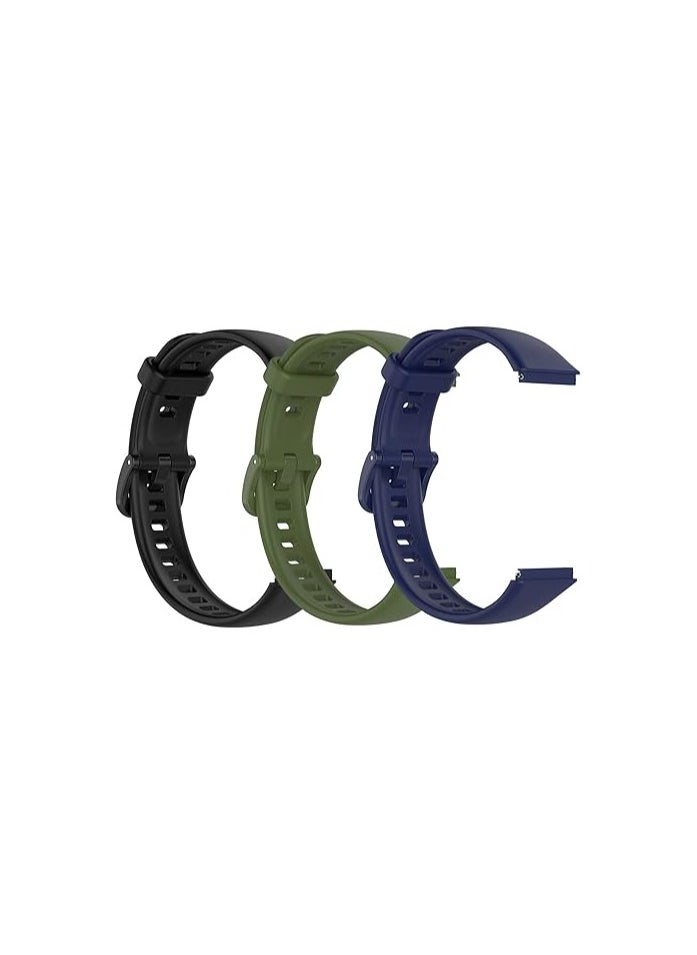 3PCS Straps Compatible with Huawei Band 7 Replacement Strap Waterproof Sports Silicone Straps Compatible with Huawei Band 7 Smartwatch