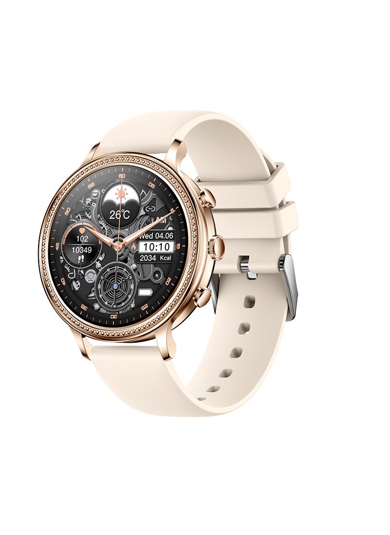 2023 V60 1.39 Touchscreen Smartwatch for Women Heart Sleep Monitor Golden tape