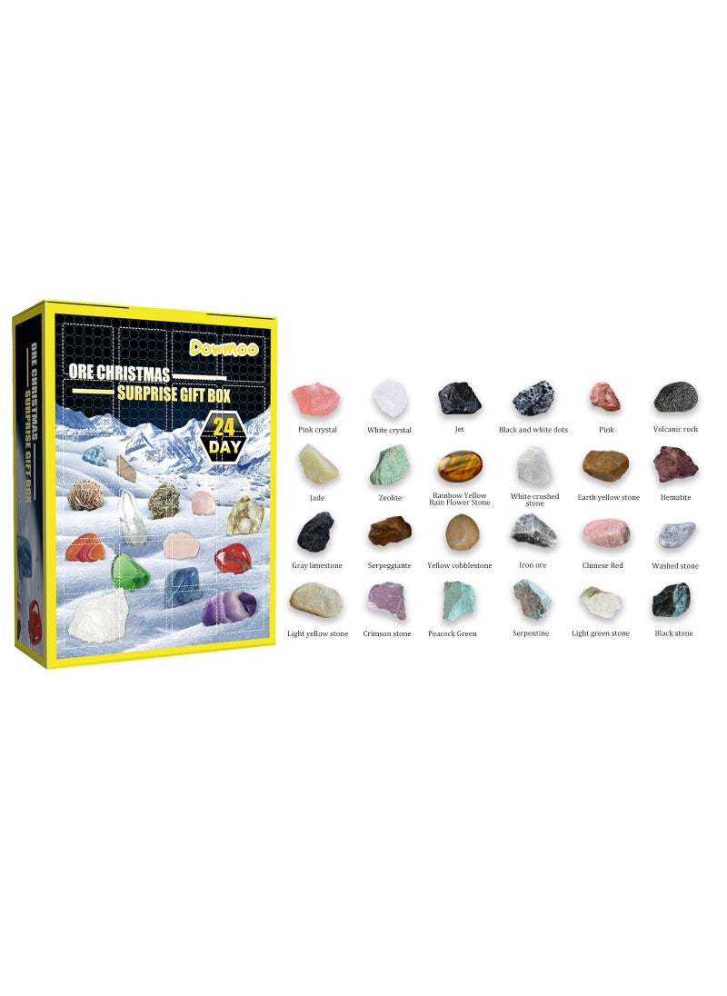 24-Day Christmas Countdown Mineral Blind Box Toy Gift 24-grid ore gift box set