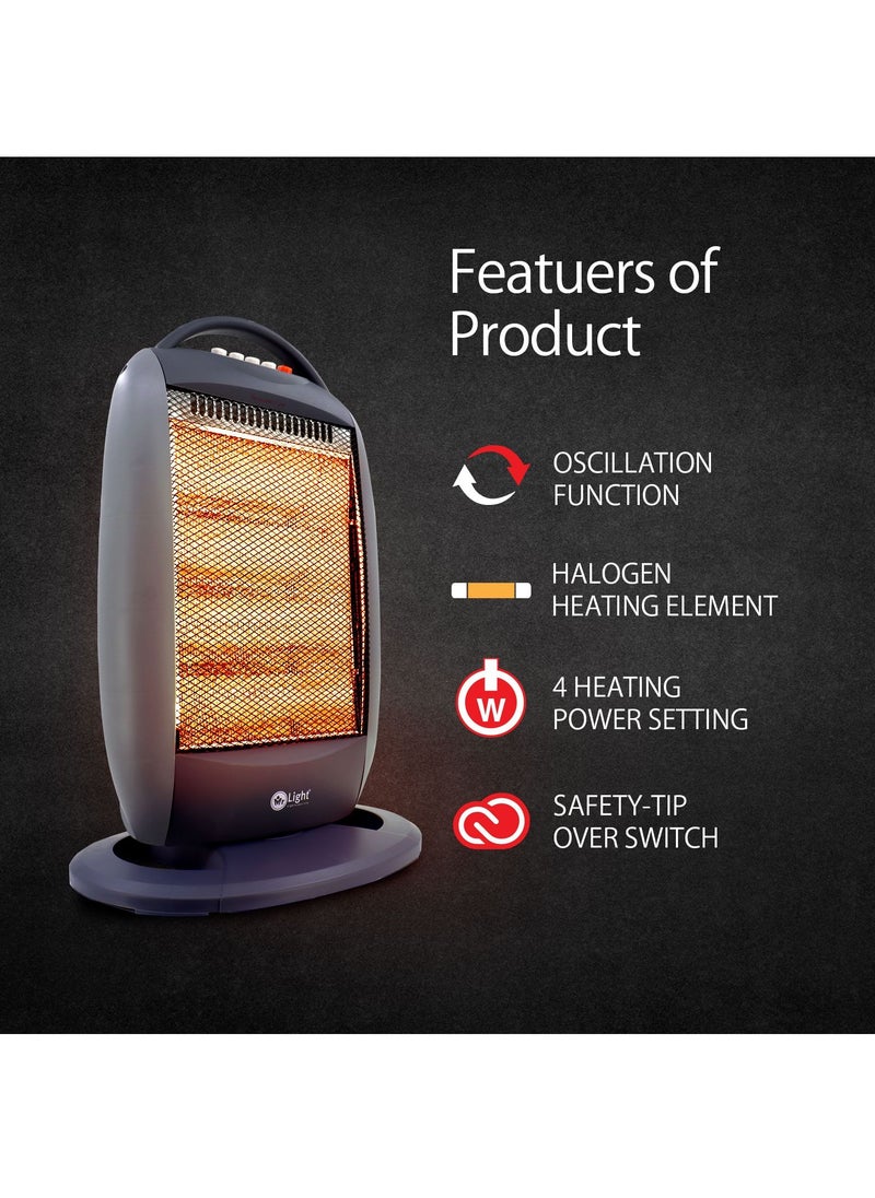 Halogen Heater 4 Heating Power Settings Oscillation Function Portable And Convenient Safety Tip