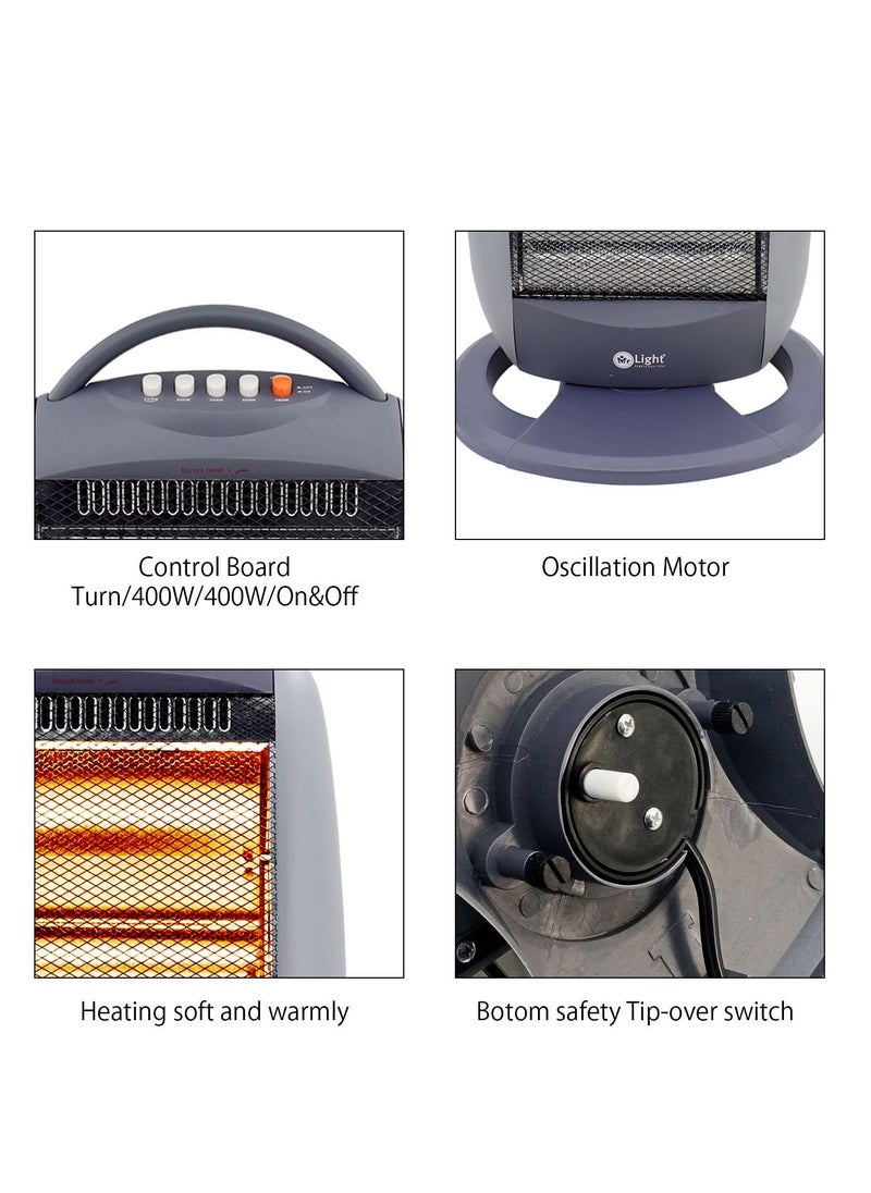 Halogen Heater 4 Heating Power Settings Oscillation Function Portable And Convenient Safety Tip