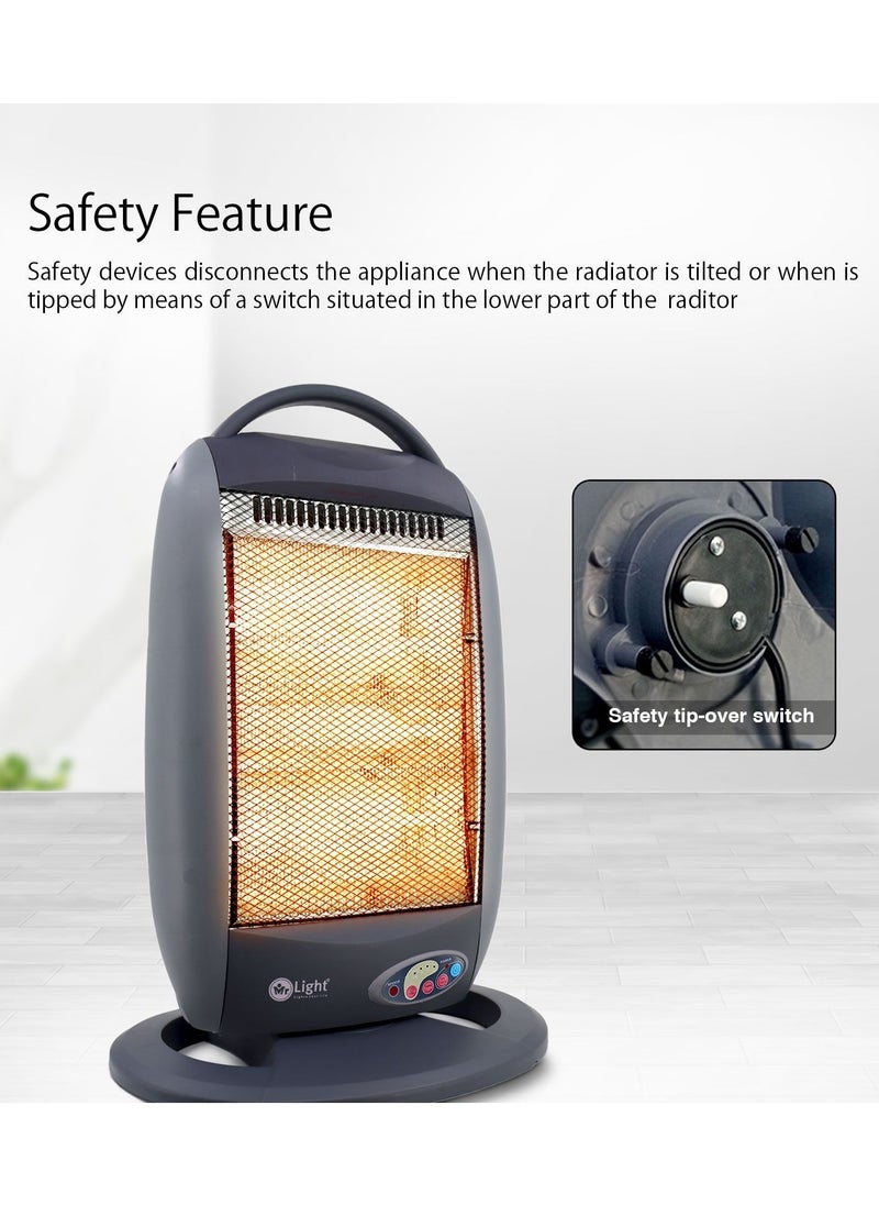 Halogen Heater 3 Heating Power Settings Heating Soft And Warmly Oscillation Function Portable Convenient 400W/800W/1200W