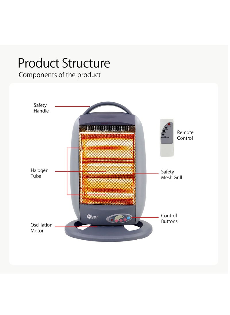 Halogen Heater 3 Heating Power Settings Heating Soft And Warmly Oscillation Function Portable Convenient 400W/800W/1200W