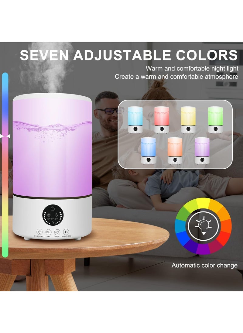 Necomi 3L Bedroom Humidifier with 7-Color Lights, Cool Mist Humidifier Suitable for Home, Office, with Remote Control for Timed Automatic Shutdown, 360 °Rotating Dual Nozzles, Silent Operation