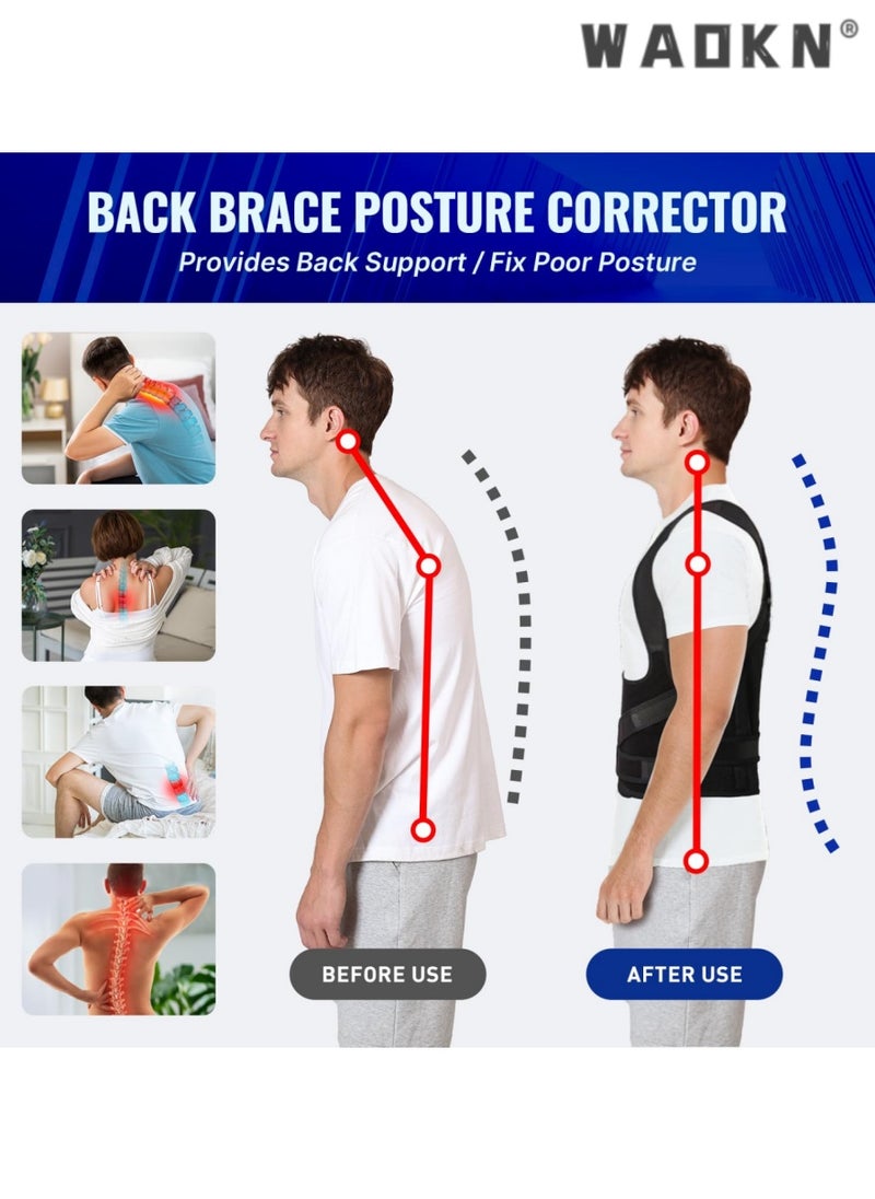 Posture Corrector for Women and Men, Adjustable Back Brace & Straightener for Scoliosis - Hunchback Correction - Back Pain/Spine Corrector/Back Support and Posture Trainer（M）