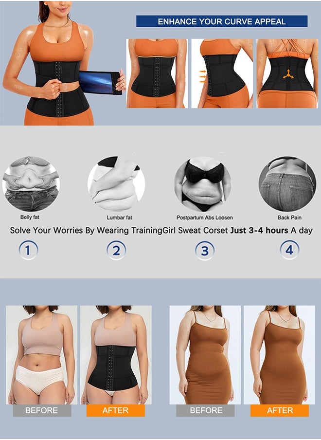 Adjustable Waist Trainer, Training Girl Women Sweat Waist Trimmer Trainer, Sauna Corset Workout Belt Belly Band Stomach, Wraps Body Shaper Sports Girdle