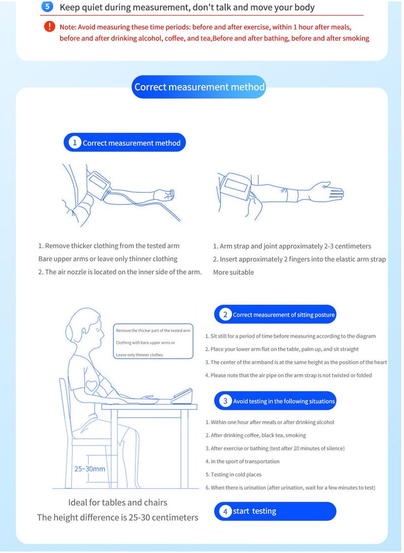 Portable Blood Pressure Monitor Household Sphygmomanometer Arm Band Type Digital Electronic Tonometer