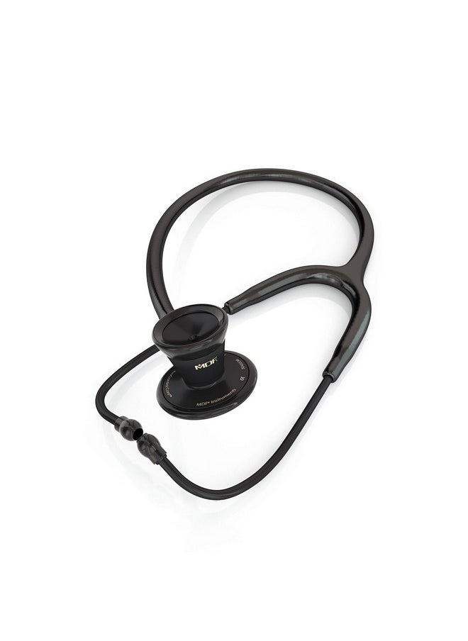 , Procardial Cardiology Stethoscope, Stainless Steel, Adult, Dual Head, Black Tube, Black Chestpiece-Headset, Mdf797Bo