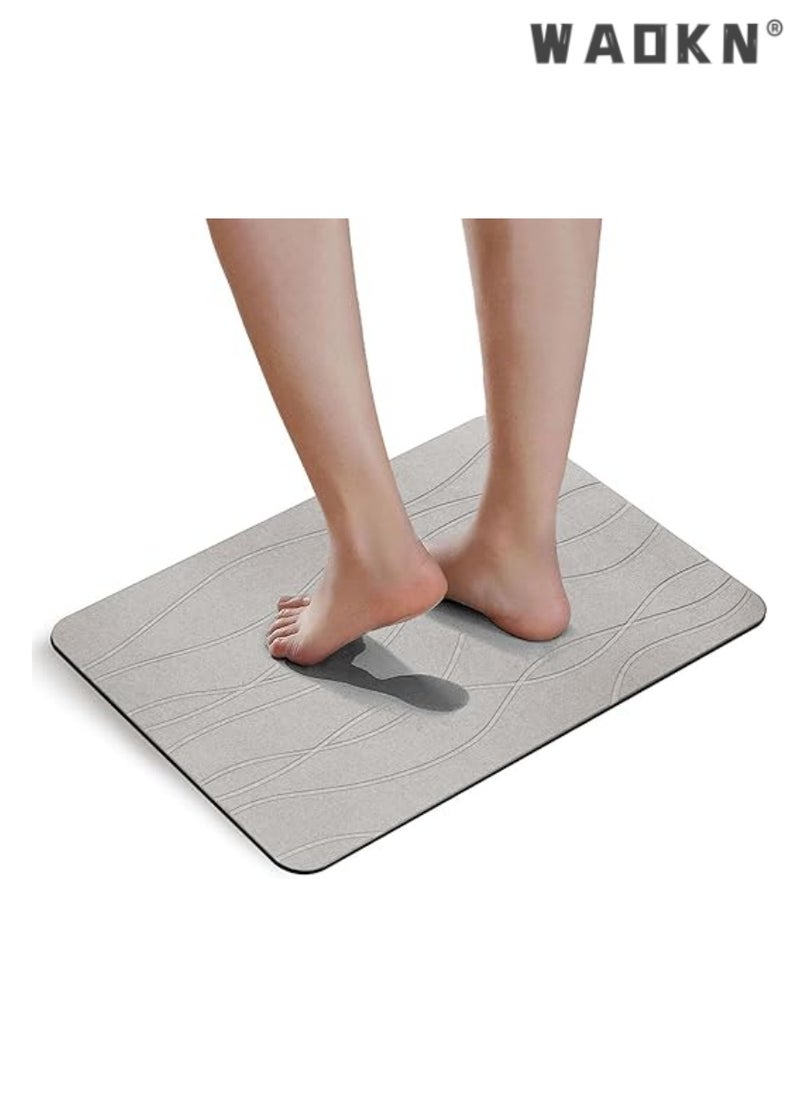 Stone Bath Mat, Diatomaceous Earth Shower Mat, Non-Slip Super Absorbent Quick Drying Bathroom Floor Mat, Natural, Easy to Clean for Kitchen Counter (Dark Gray)