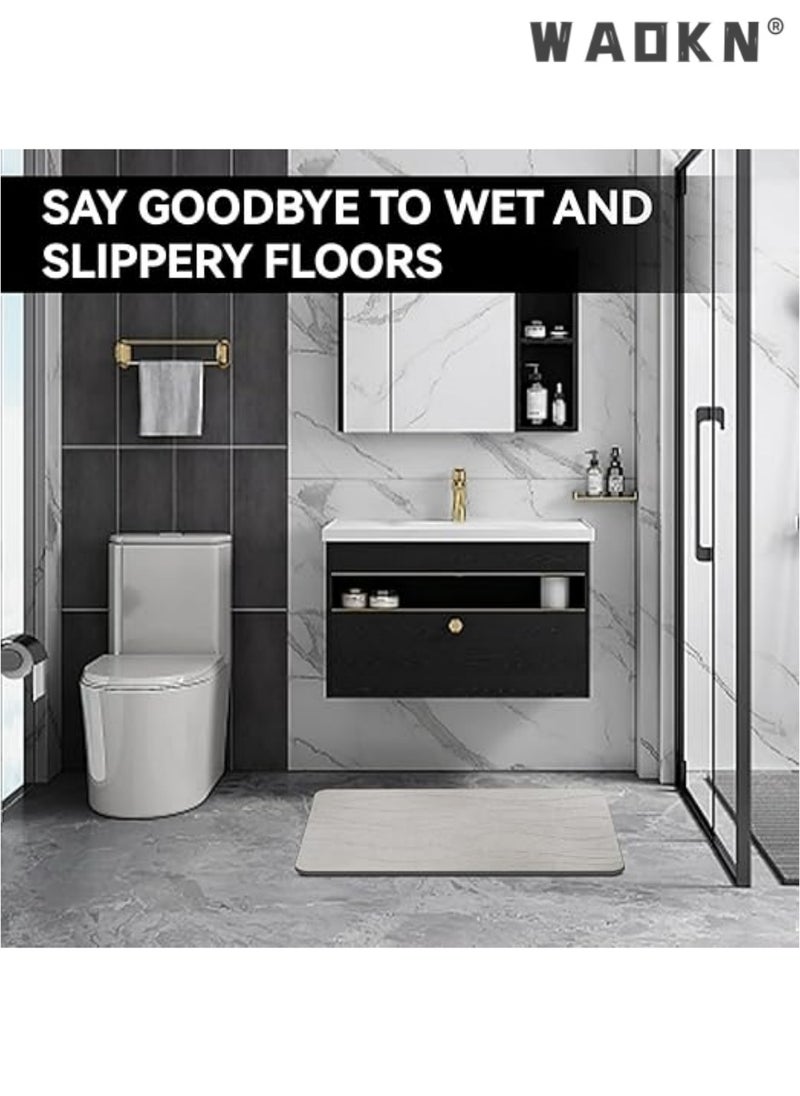 Stone Bath Mat, Diatomaceous Earth Shower Mat, Non-Slip Super Absorbent Quick Drying Bathroom Floor Mat, Natural, Easy to Clean for Kitchen Counter (Dark Gray)