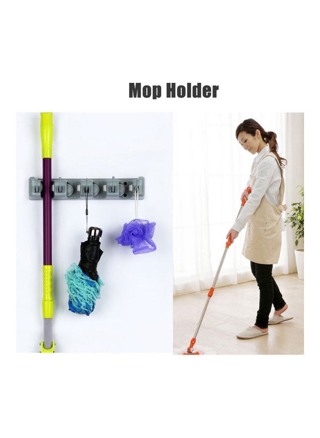 Mop Holder With Hooks Grey 34.30x6.70x8.70cm