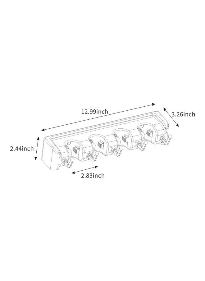 Mop Holder With Hooks Grey 34.30x6.70x8.70cm