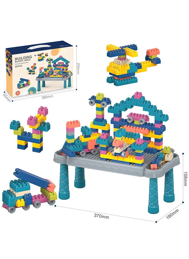 88pcs Building Blocks Set Children's Toys，Kids Activity Table Building Blocks Table Kids Play Table  for Boys Girls age 3+ for Boys Girls Gifts