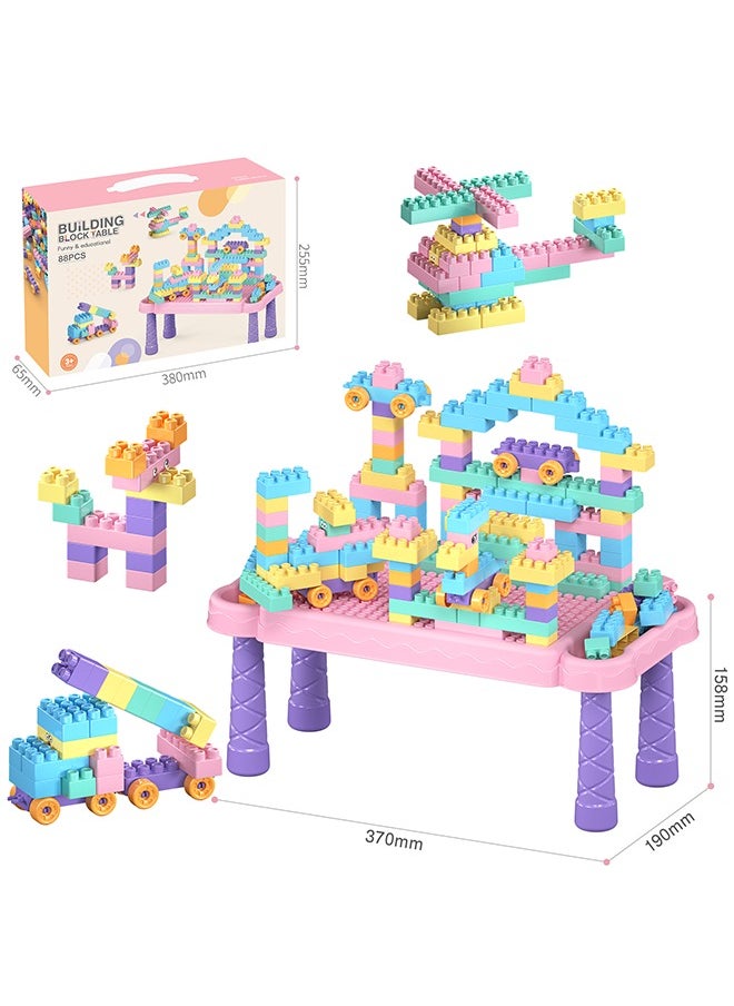 88pcs Building Blocks Set Children's Toys，Kids Activity Table Building Blocks Table Kids Play Table  for Boys Girls age 3+ for Boys Girls Gifts