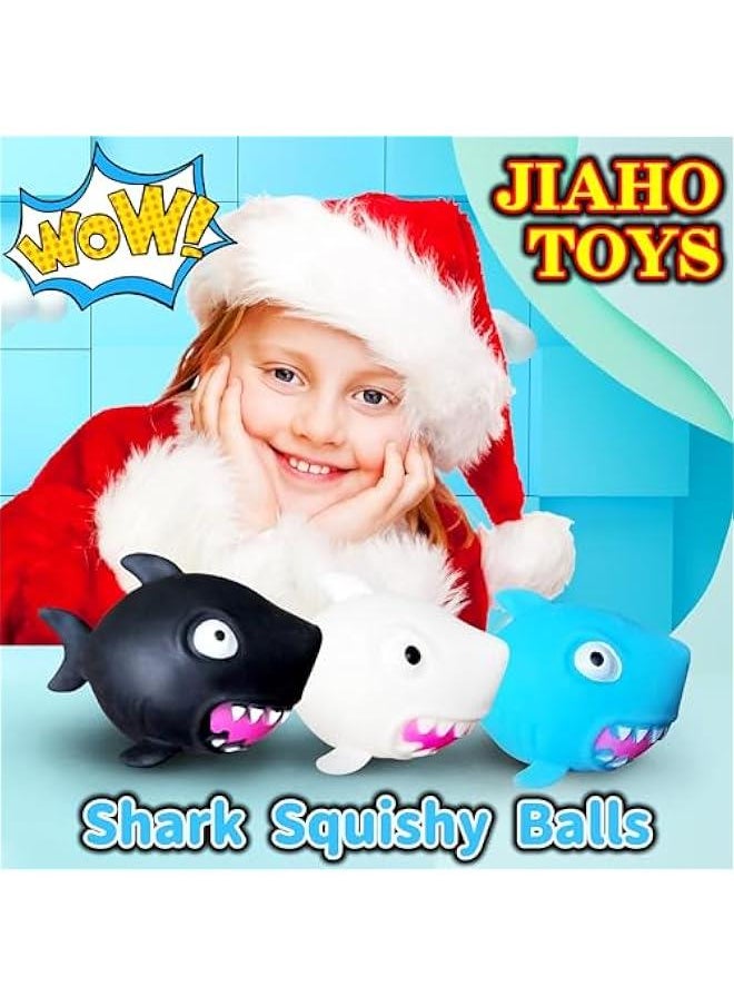 Shark Stress Balls Sea Animals Squishy Toys, Squishy Balls Squeeze Toys for Relax, Focus, Anxiety Relief - Stretch, Pull, Dough Ball, Squishy Balls for Kids, Teens, Adults | White Shark Toys