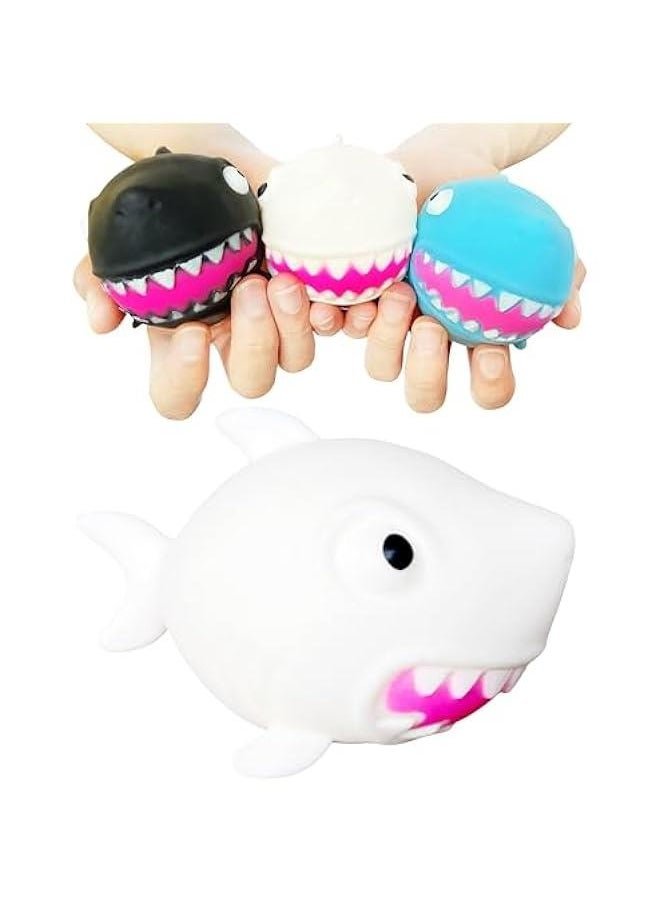 Shark Stress Balls Sea Animals Squishy Toys, Squishy Balls Squeeze Toys for Relax, Focus, Anxiety Relief - Stretch, Pull, Dough Ball, Squishy Balls for Kids, Teens, Adults | White Shark Toys