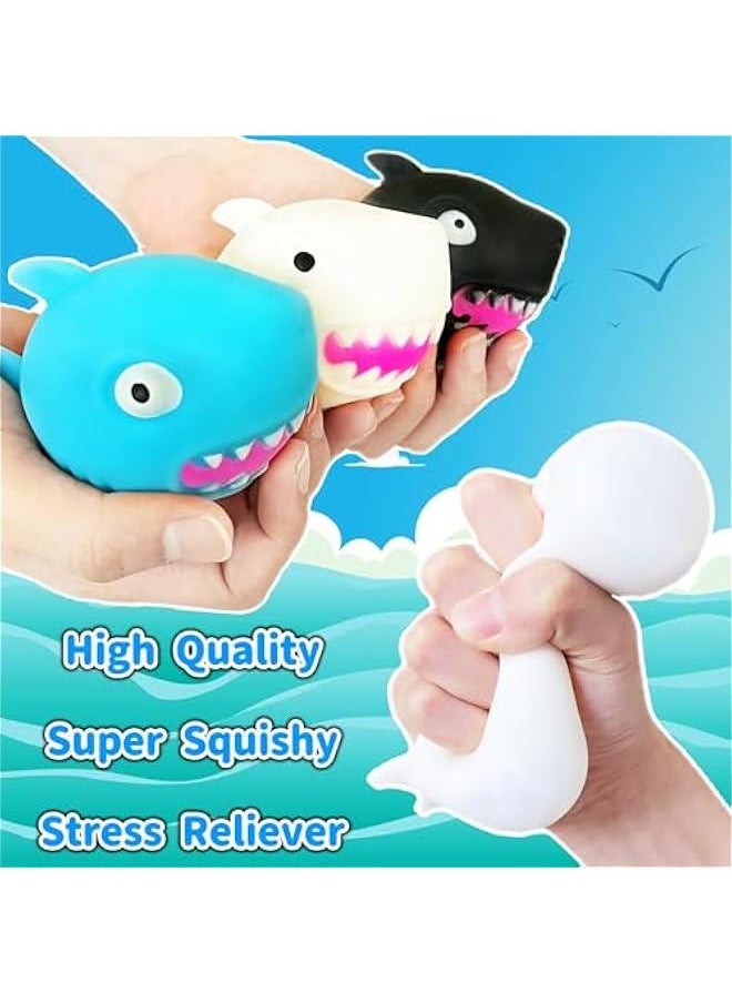 Shark Stress Balls Sea Animals Squishy Toys, Squishy Balls Squeeze Toys for Relax, Focus, Anxiety Relief - Stretch, Pull, Dough Ball, Squishy Balls for Kids, Teens, Adults | White Shark Toys