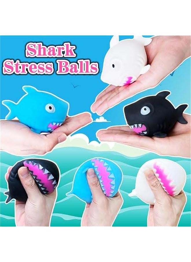 Shark Stress Balls Sea Animals Squishy Toys, Squishy Balls Squeeze Toys for Relax, Focus, Anxiety Relief - Stretch, Pull, Dough Ball, Squishy Balls for Kids, Teens, Adults | White Shark Toys