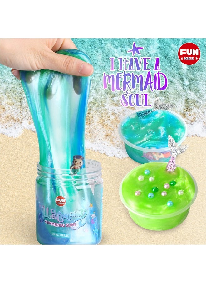 35.16 Fl Oz Summer Mermaid Slime Toy For Girls Ages 6-8, Funkidz Big Premade Shimmer Sparkle Glitter Kid Slime Pack Birthday Party Gift