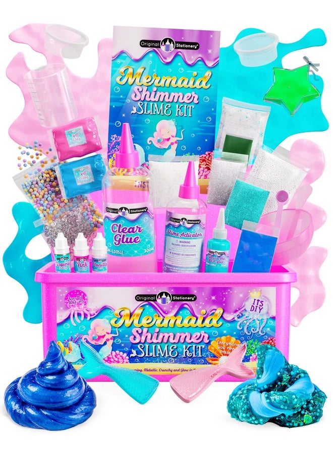 Mermaid Shimmer Slime Kit For Girls, Mythical Slime Pack To Make Shimmery Glow In The Dark Slime, Fun Xmas Mermaid Gifts For Girls