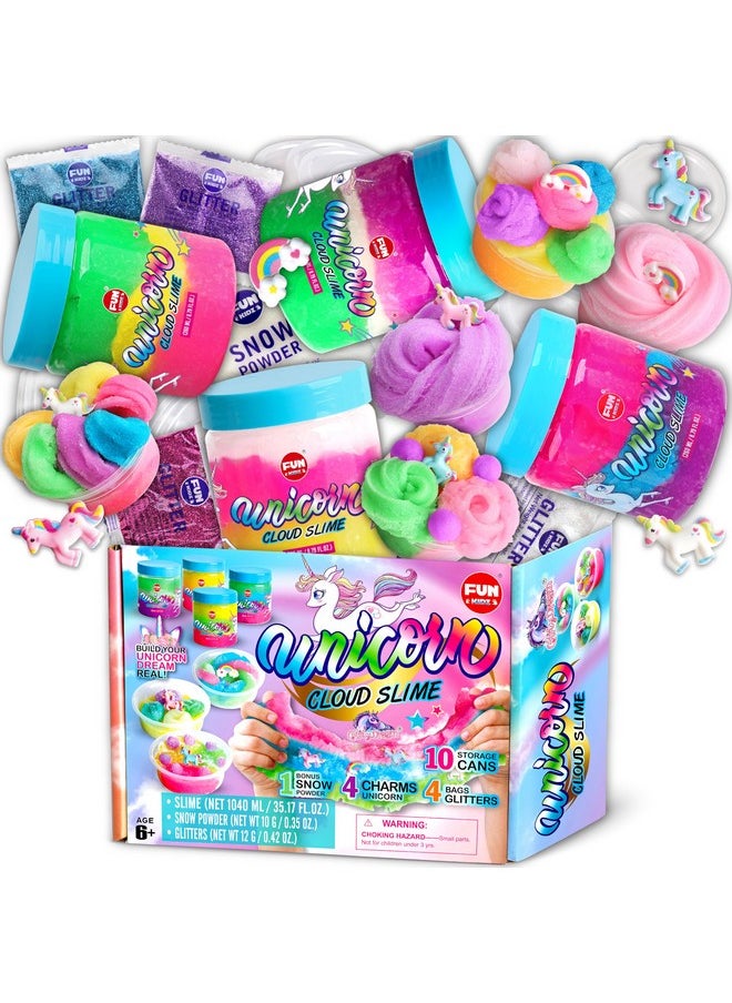 35.16 Fl Oz Cloud Unicorn Slime For Girls 6-8, Funkidz 1040 Ml Rainbow Premade Slime Toy Pack Birthday Party Gifts For Kids