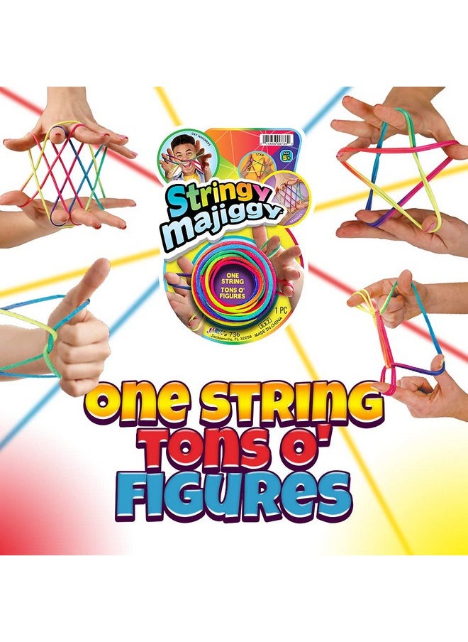 Stringy Majiggy Cats Cradle - Chinese String Toys (2 Cats Cradle) Finger Hand String Tricks Games For Kids & Adults Girls & Boys. Rainbow Rope Toy. Party Stocking Stuffers. 736-2S