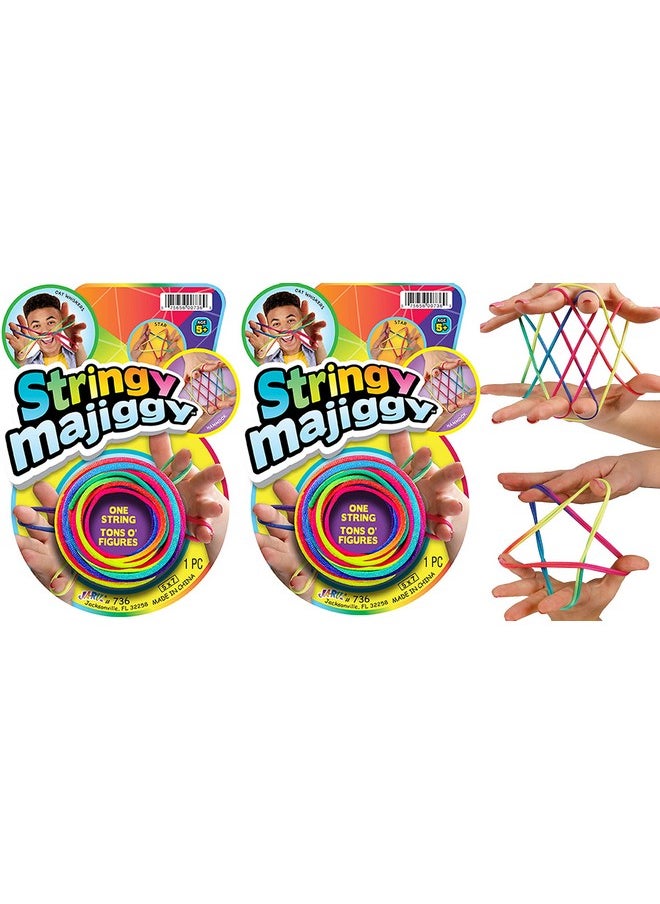 Stringy Majiggy Cats Cradle - Chinese String Toys (2 Cats Cradle) Finger Hand String Tricks Games For Kids & Adults Girls & Boys. Rainbow Rope Toy. Party Stocking Stuffers. 736-2S