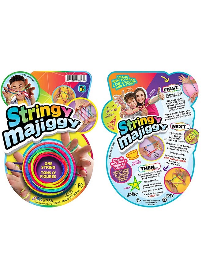 Stringy Majiggy Cats Cradle - Chinese String Toys (2 Cats Cradle) Finger Hand String Tricks Games For Kids & Adults Girls & Boys. Rainbow Rope Toy. Party Stocking Stuffers. 736-2S