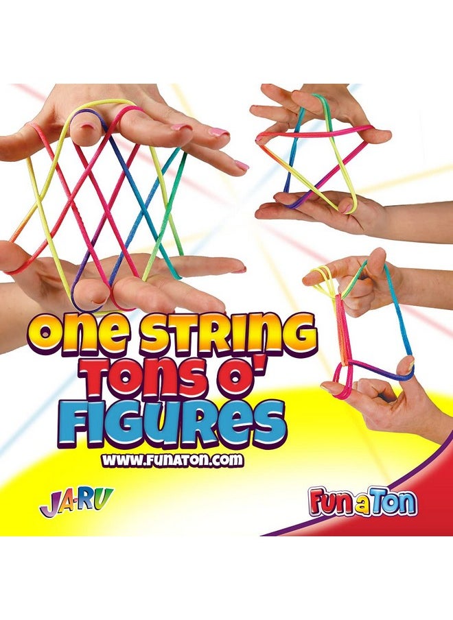 Stringy Majiggy Cats Cradle - Chinese String Toys (2 Cats Cradle) Finger Hand String Tricks Games For Kids & Adults Girls & Boys. Rainbow Rope Toy. Party Stocking Stuffers. 736-2S