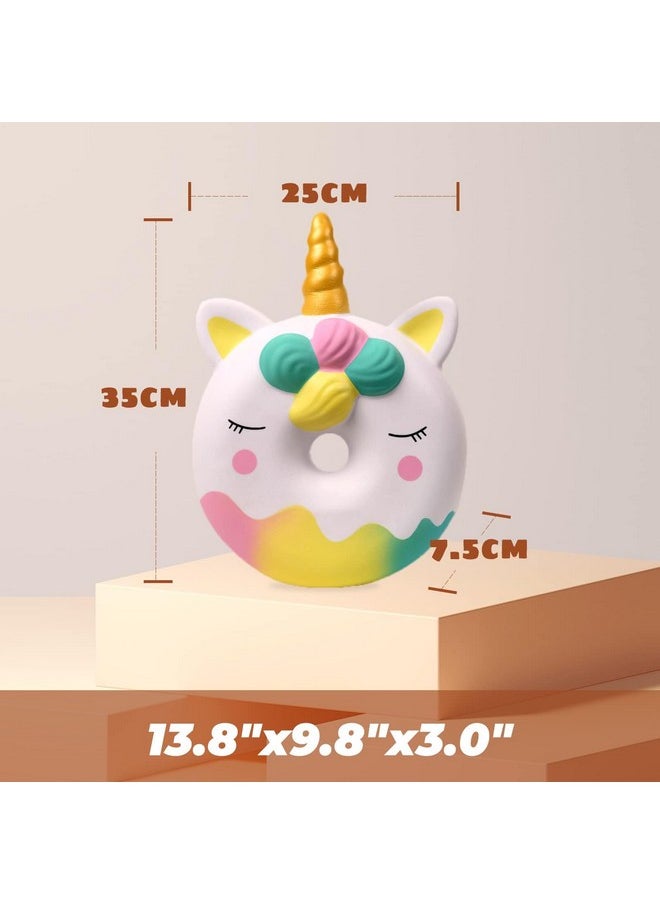 13 Inches Squishies Jumbo Unicorn Donut Kawaii Soft Slow Rising Scented Giant Doughnut Squishies Stress Relief Kid Toys (White)