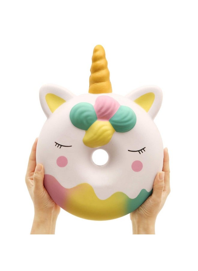 13 Inches Squishies Jumbo Unicorn Donut Kawaii Soft Slow Rising Scented Giant Doughnut Squishies Stress Relief Kid Toys (White)