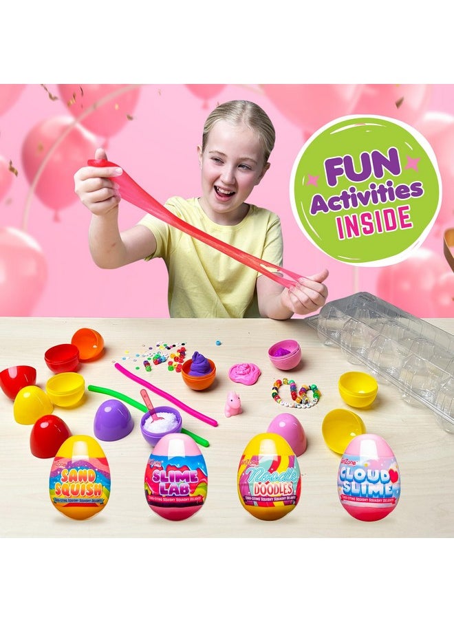 Egg-Citing Squashy Delights, 10 Prefilled Easter Eggs With Diy Slime, Putty, Clay, Unicorn Squishy & Charm, Sensory Surprise Toys For Kids, Easter Gift For Boys And Girls