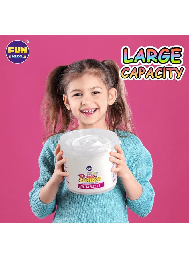 4 Lb Milky Butter Slime Bucket Gift For Girls, Funkidz 64 Fl Oz Huge Soft White Premade Scented Slime Kit Toy With 29 Variety Add-Ins Perfect Birthday Present For Kids Age 6+