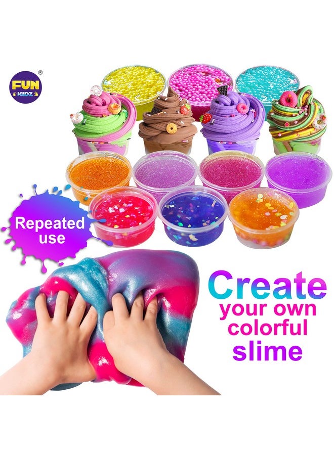 33 Cups Jumbo Slime Kit For Kids, Funkidz Premade Ultimate Slime Pack To Diy Soft, Cloud, Clear, Butter, Glitter, Glow In Dark Slime Making Kits Super Slime Party Favors Gift Toys For Girls And Boys