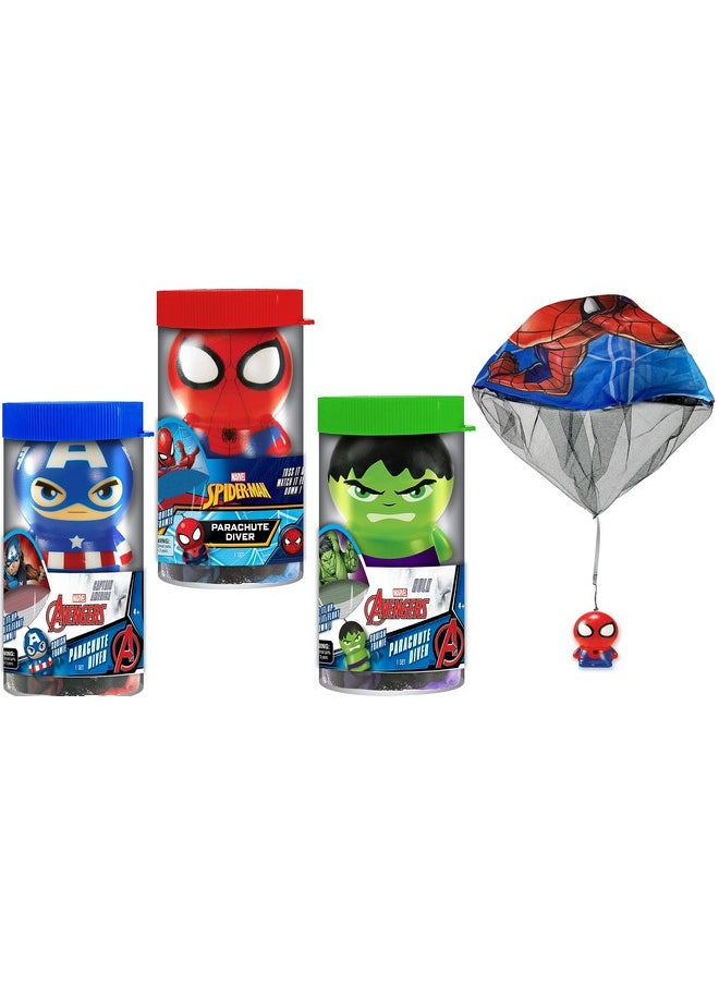 Marvel Avengers & Spiderman Parachute Toy Squishy Foam Ball Figure (3 Units Assorted) Superhero Stress Ball Toys For Kids & Adults. Fidget Toy Relief Slow Rise Squeeze Fidget Toys. Abc-6829-3S