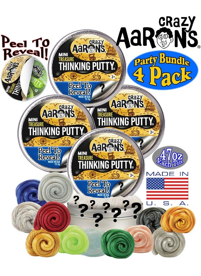 Putty Mini Tins Treasure Surprise Peel To Reveal (Collect All 12 Colors) Gift Set Party Bundle - 4 Pack (.47Oz Each) *Items Are Assorted And May Contain Duplicates