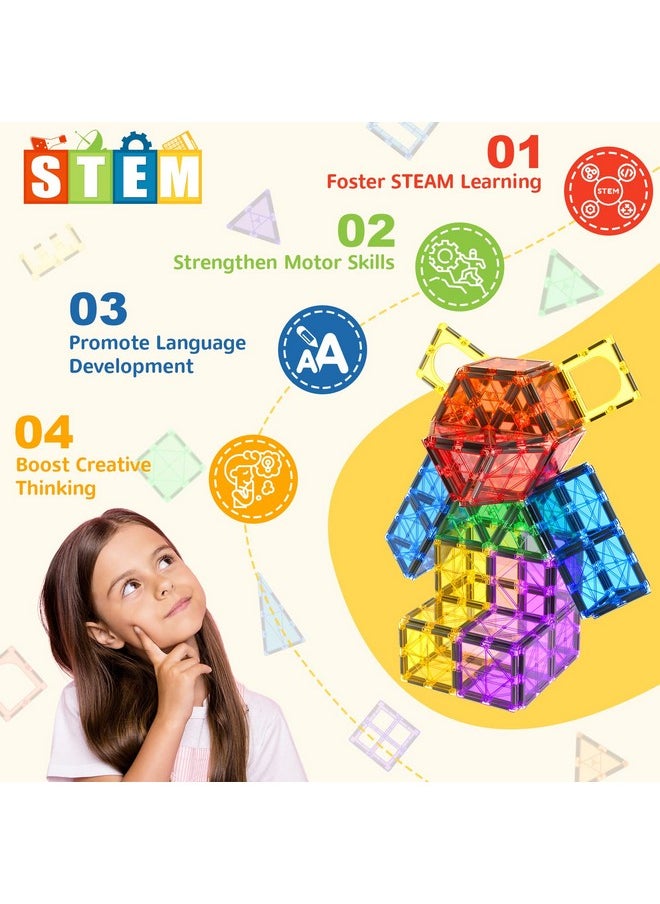 60 Pcs Magnetic Building Tiles Kids Toys Stem Magnetic Blocks Sensory Toys Kids Games Magnet Building Toys For Boys And Girls Aged 3+, Kids Brain Development Preschool Kindergarten Toddler Toys