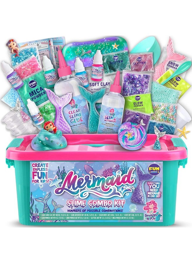 Summer Gift Mermaid Slime Kit For Girls, Funkidz Shimmer Slime Making Kit For Kids Age 8-12 Diy Soft Glitter Glossy Metallic Slime Toy