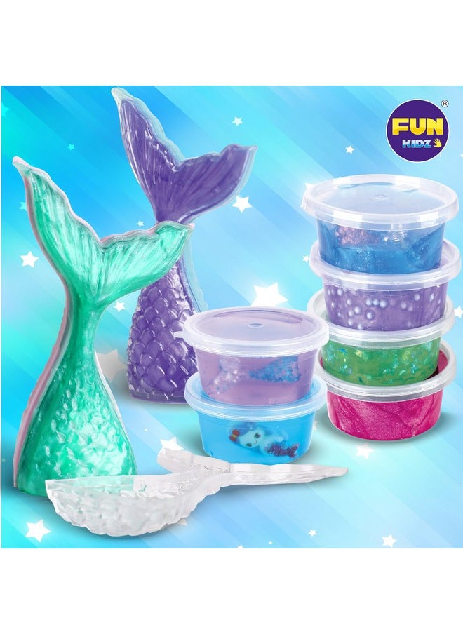 Summer Gift Mermaid Slime Kit For Girls, Funkidz Shimmer Slime Making Kit For Kids Age 8-12 Diy Soft Glitter Glossy Metallic Slime Toy