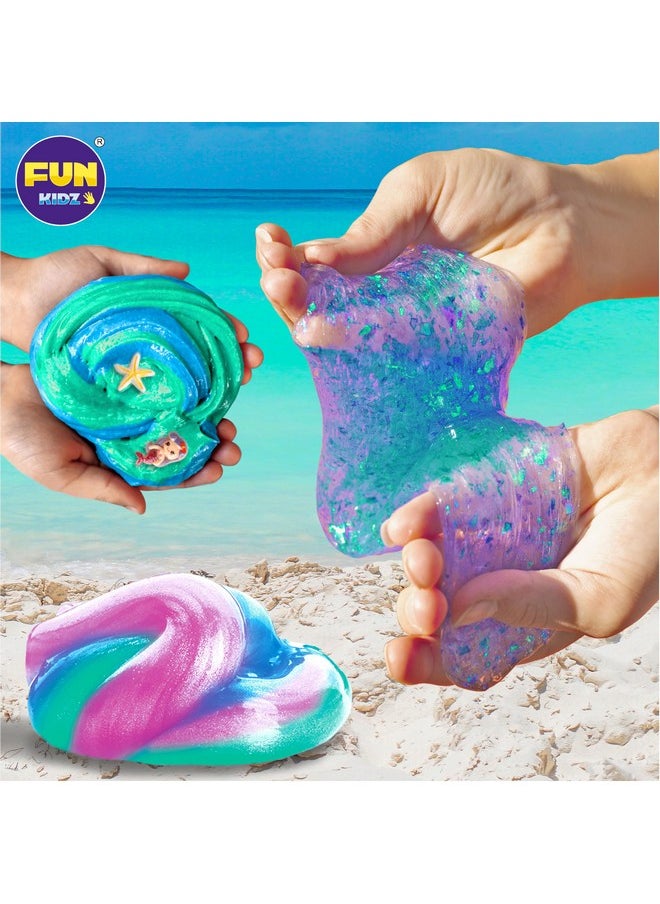 Summer Gift Mermaid Slime Kit For Girls, Funkidz Shimmer Slime Making Kit For Kids Age 8-12 Diy Soft Glitter Glossy Metallic Slime Toy