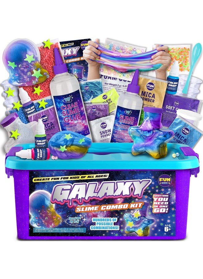 Toy Galaxy Slime Kit For Boys Girls 10-12, Funkidz Ultimate Metallic Slime Making Kit For Kids Ages 8-10 D.I.Y. Glow, Galactic, Fun Slime Gifts