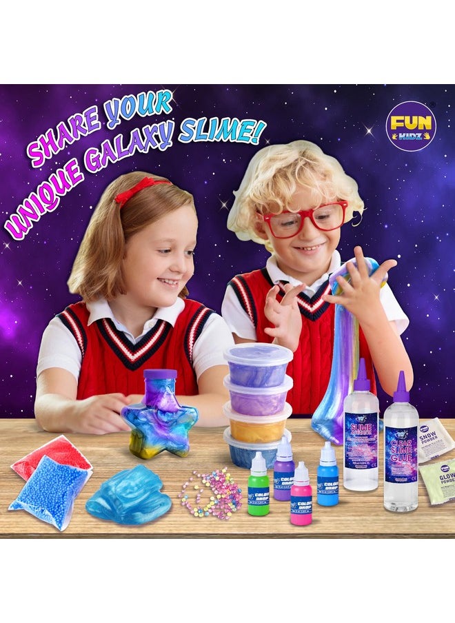 Toy Galaxy Slime Kit For Boys Girls 10-12, Funkidz Ultimate Metallic Slime Making Kit For Kids Ages 8-10 D.I.Y. Glow, Galactic, Fun Slime Gifts